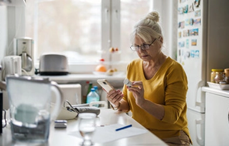 Woman checking prescription
